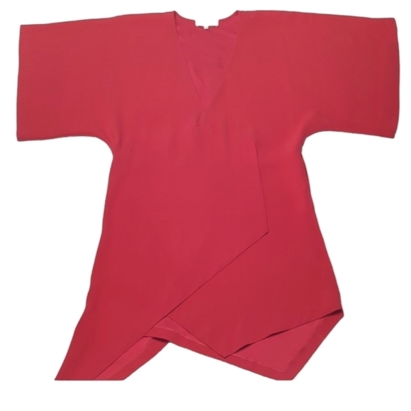 Iro Womens Dress Ekima Asymmetrical Crepe Mini Poppy Red Short Sleeve Size 6 - Picture 2 of 16